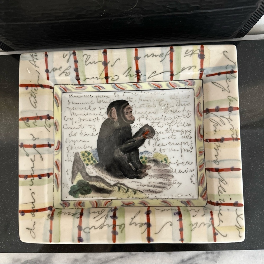 Vintage John Derian New York
Hand Painted Chimpanzee
Trinket Plate Decor